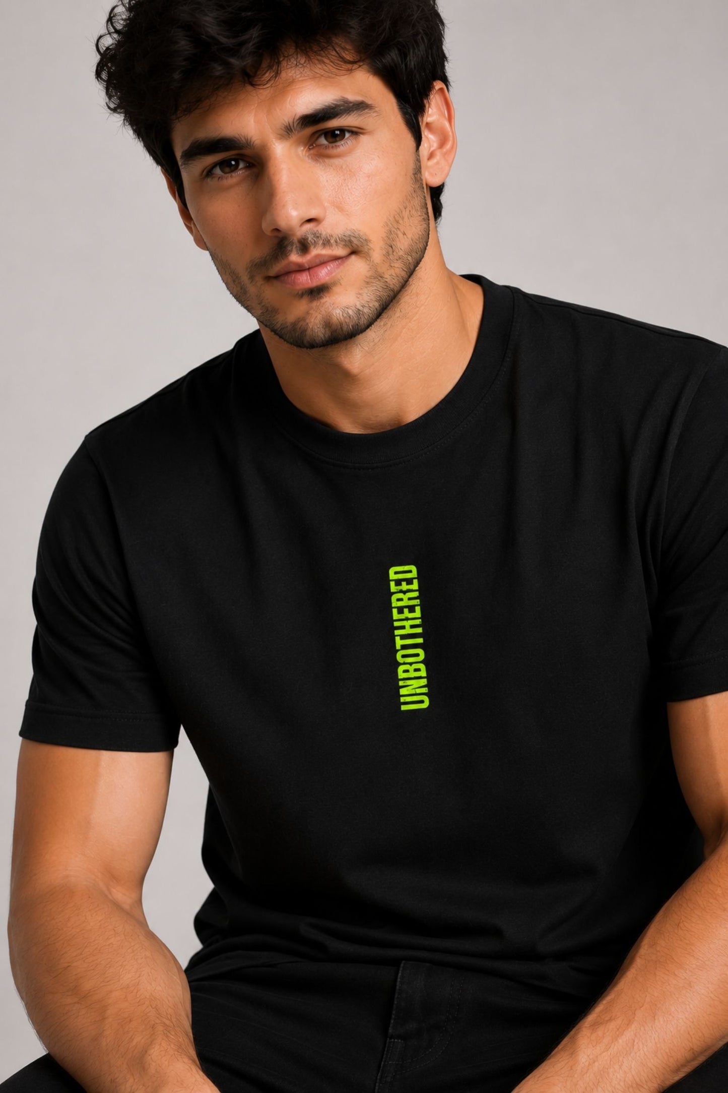 Unbothered Neon Black Regular Fit T-shirt