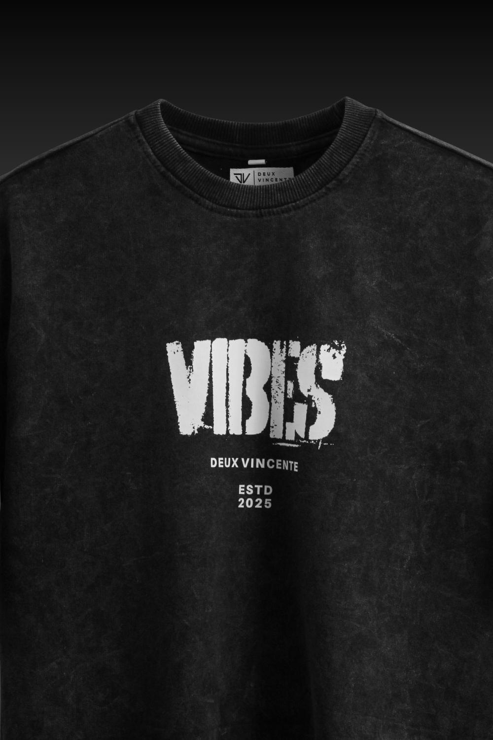 Vibes Acidwash Black Oversized T-Shirt