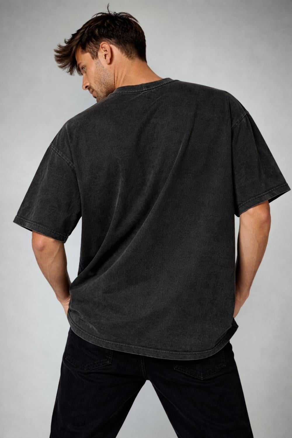 Vibes Acidwash Black Oversized T-Shirt