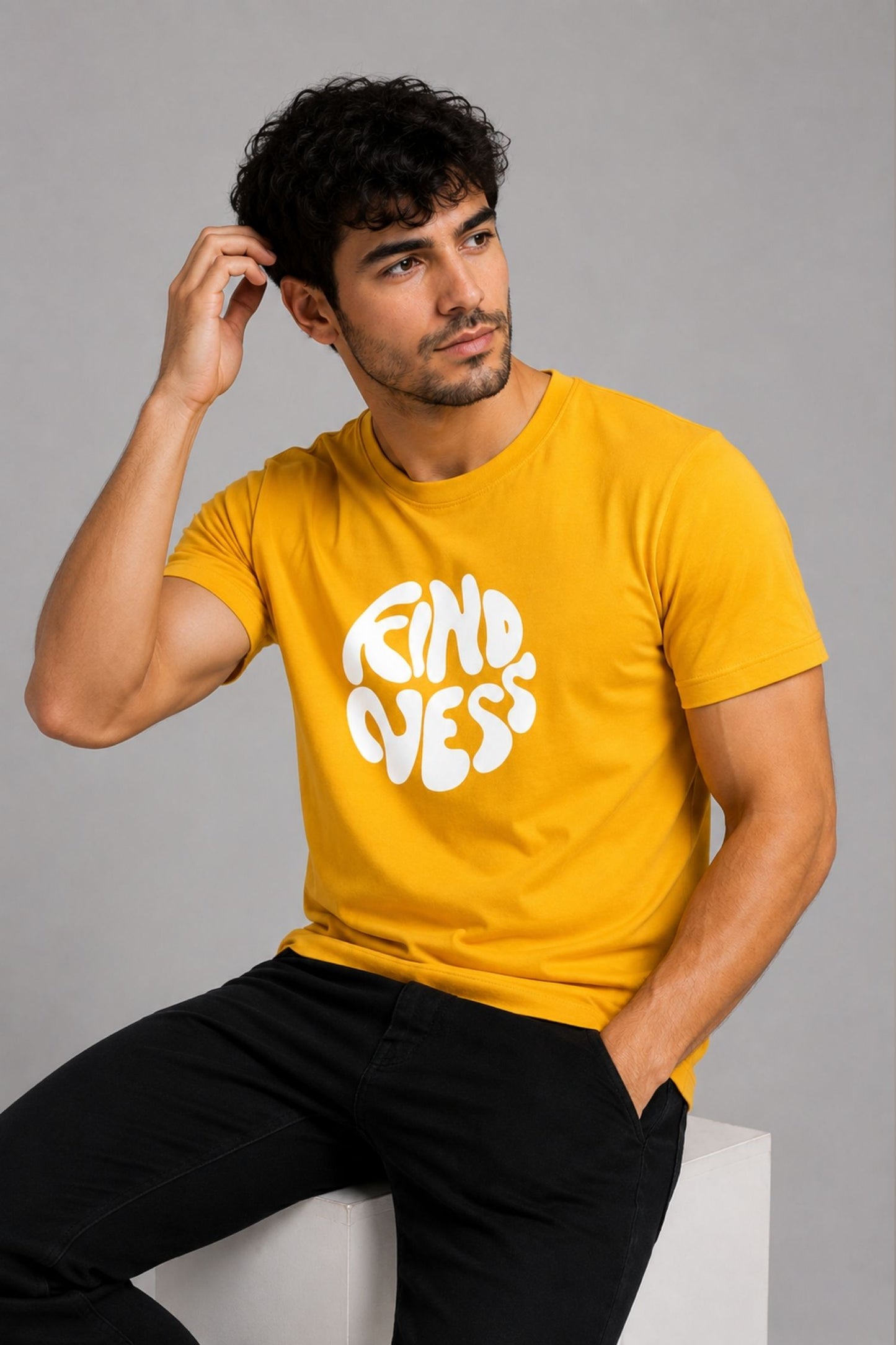 Kindness Mustard Yellow Regular Fit T-shirt