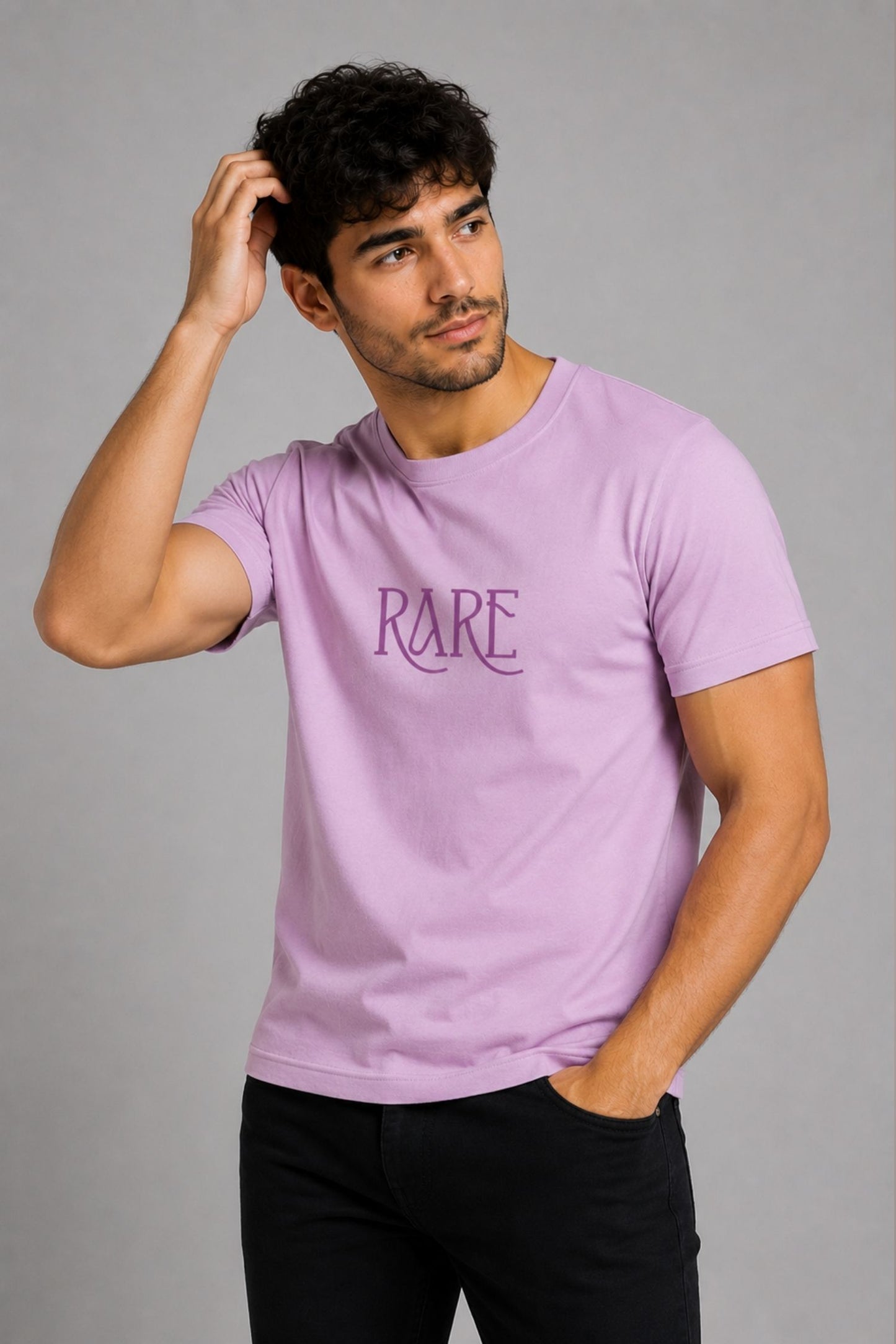 Rare Typography Lavender Regular Fit T-shirt