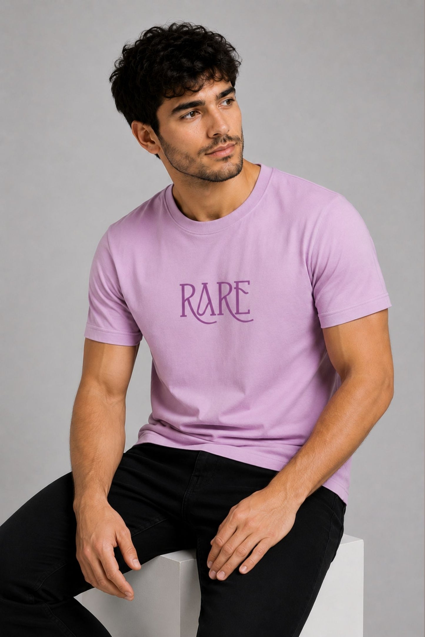 Rare Typography Lavender Regular Fit T-shirt