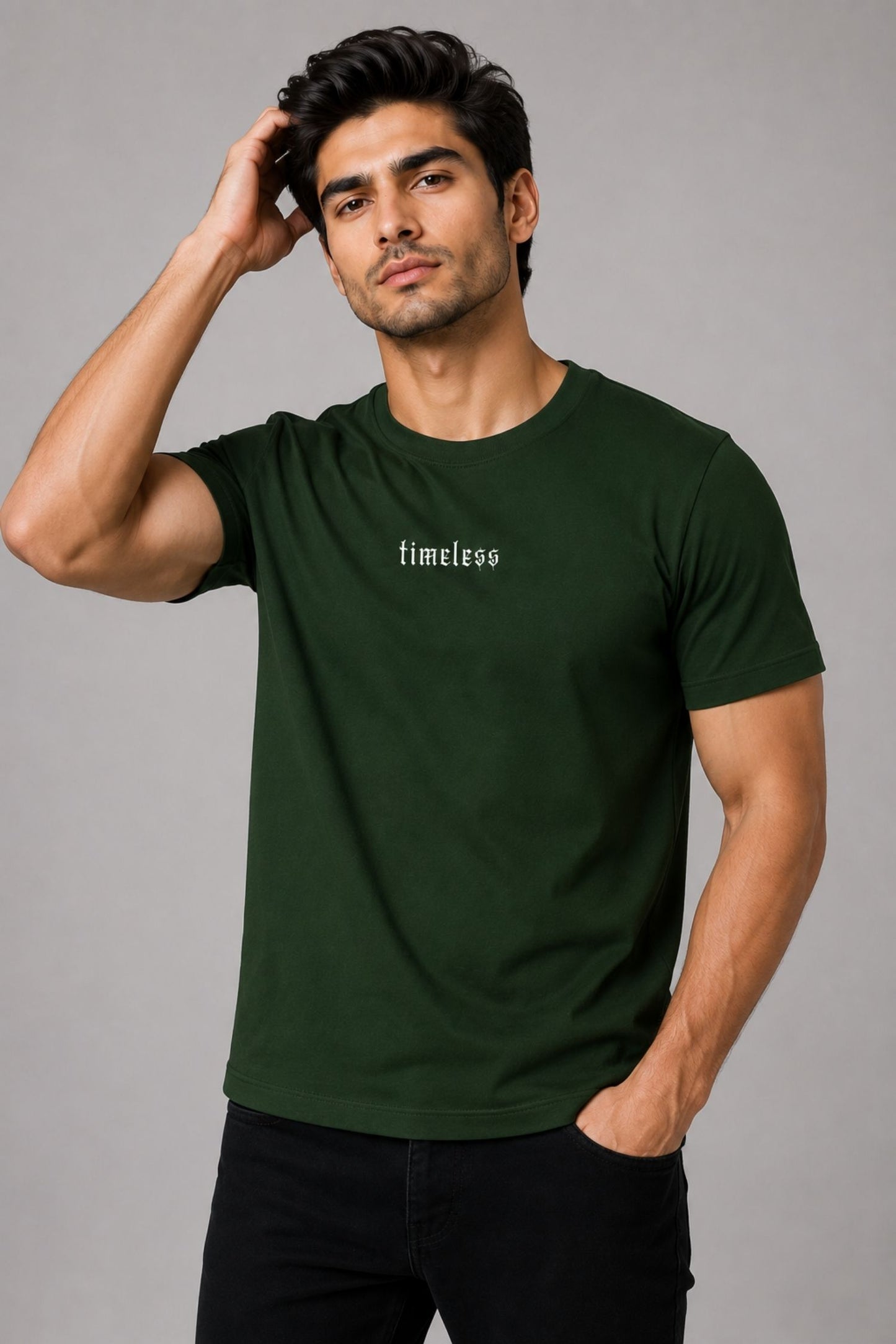 Timeless Bottle Green Regular Fit T-shirt