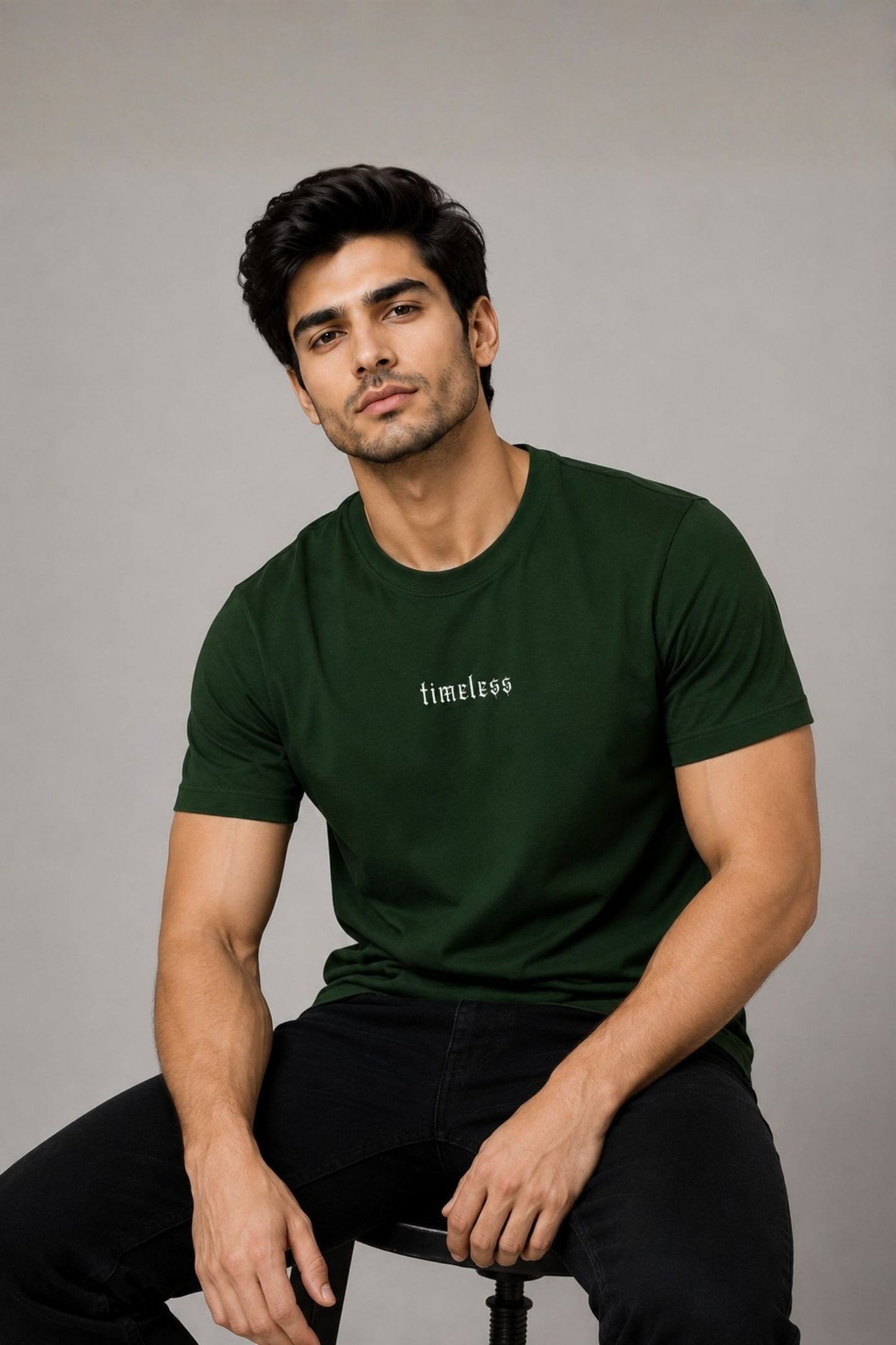 Timeless Bottle Green Regular Fit T-shirt