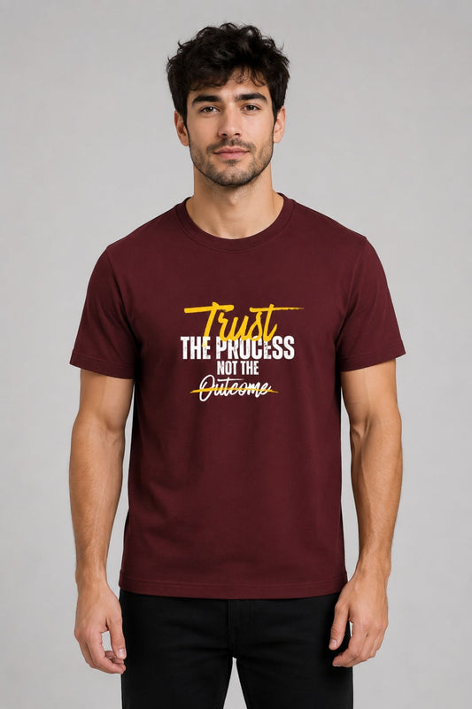 Trust The Process Maroon Regular Fit T-shirt